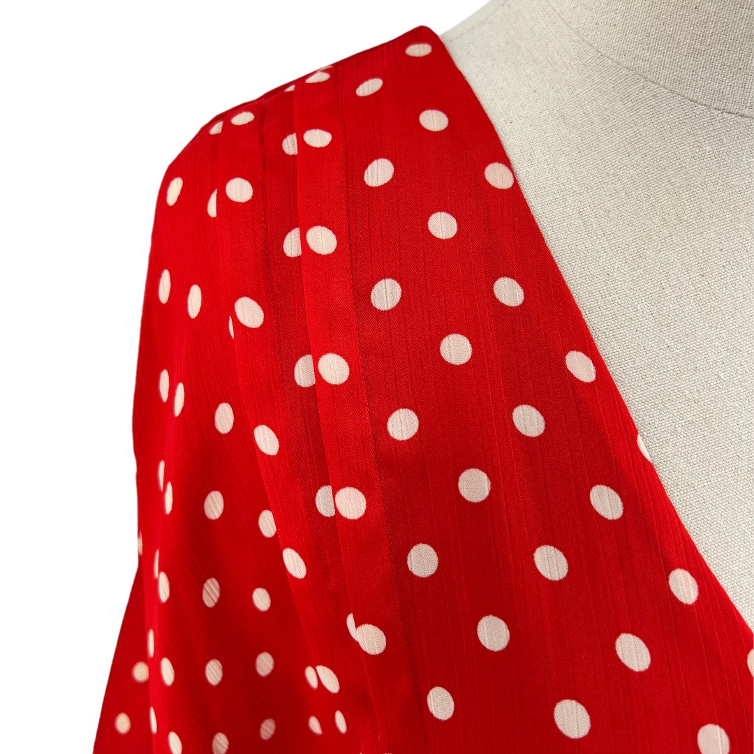 Tularosa Polkadot V Neck Long Sleeve Blouse Top