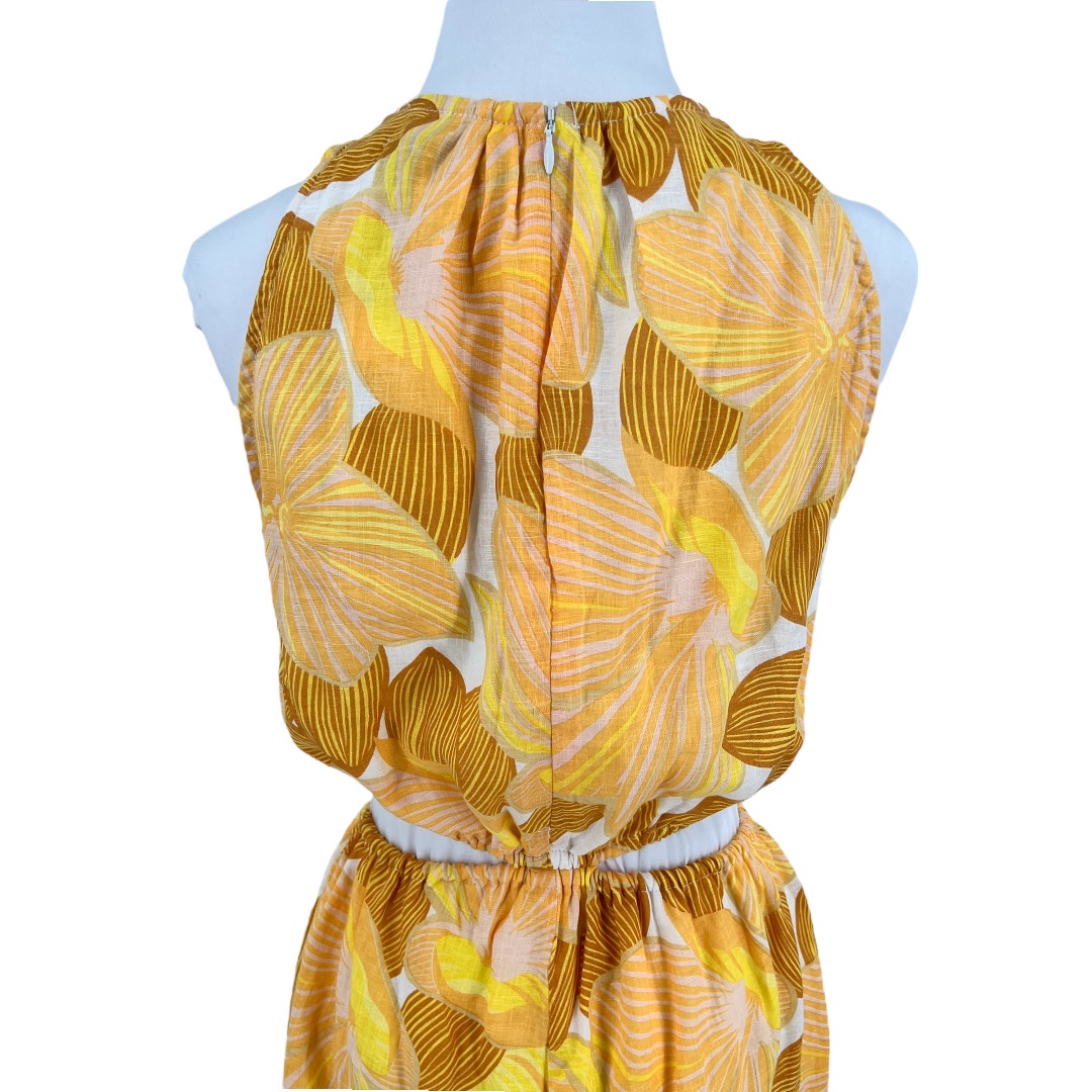 Faithfull The Brand Majorie Yellow Floral Print Linen Jumpsuit