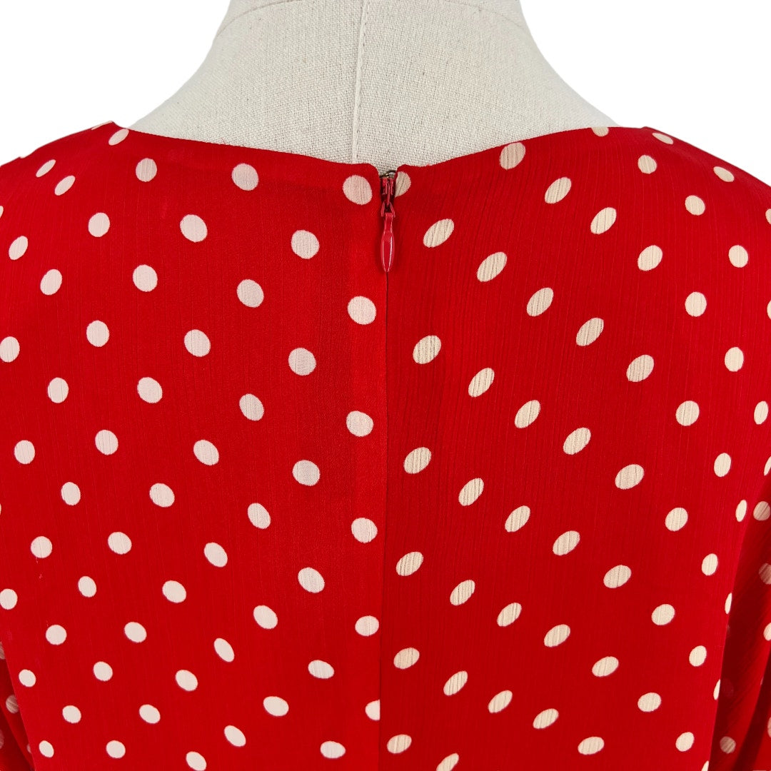 Tularosa Polkadot V Neck Long Sleeve Blouse Top